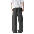 thumbnail image 5 of Njagoc3 Plus Size Pants for Men | Elastic Drawstring Waist Wide Leg Trousers with Side Pockets & Loose Fit | Relaxed Loose Fit for Fall Casual Daily Wear & Weekend Outings，Dark Gray，XXL, 5 of 6