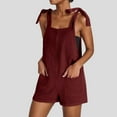 thumbnail image 2 of ZyeKqe Corduroy Rompers for Women Sleeveless Jumpsuits Adjustable Strap Wide Leg Shorts Overalls, 2 of 9