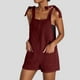 thumbnail image 2 of Camisetas de Piernas Anchas para las Mujeres Color Sólido Suelto Ajustable sin Mangas, Doble Bolsillo Pantalones Cortos de Piernas Anchas, Verano de Poliéster, 2 of 9