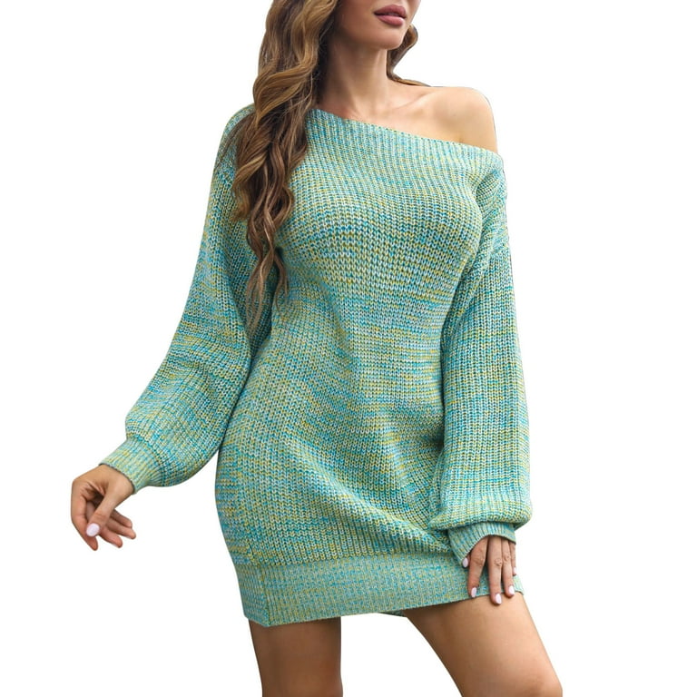 green off the shoulder sweater dress Entro Hunter Green Wool Blend Off Shoulder Sweater