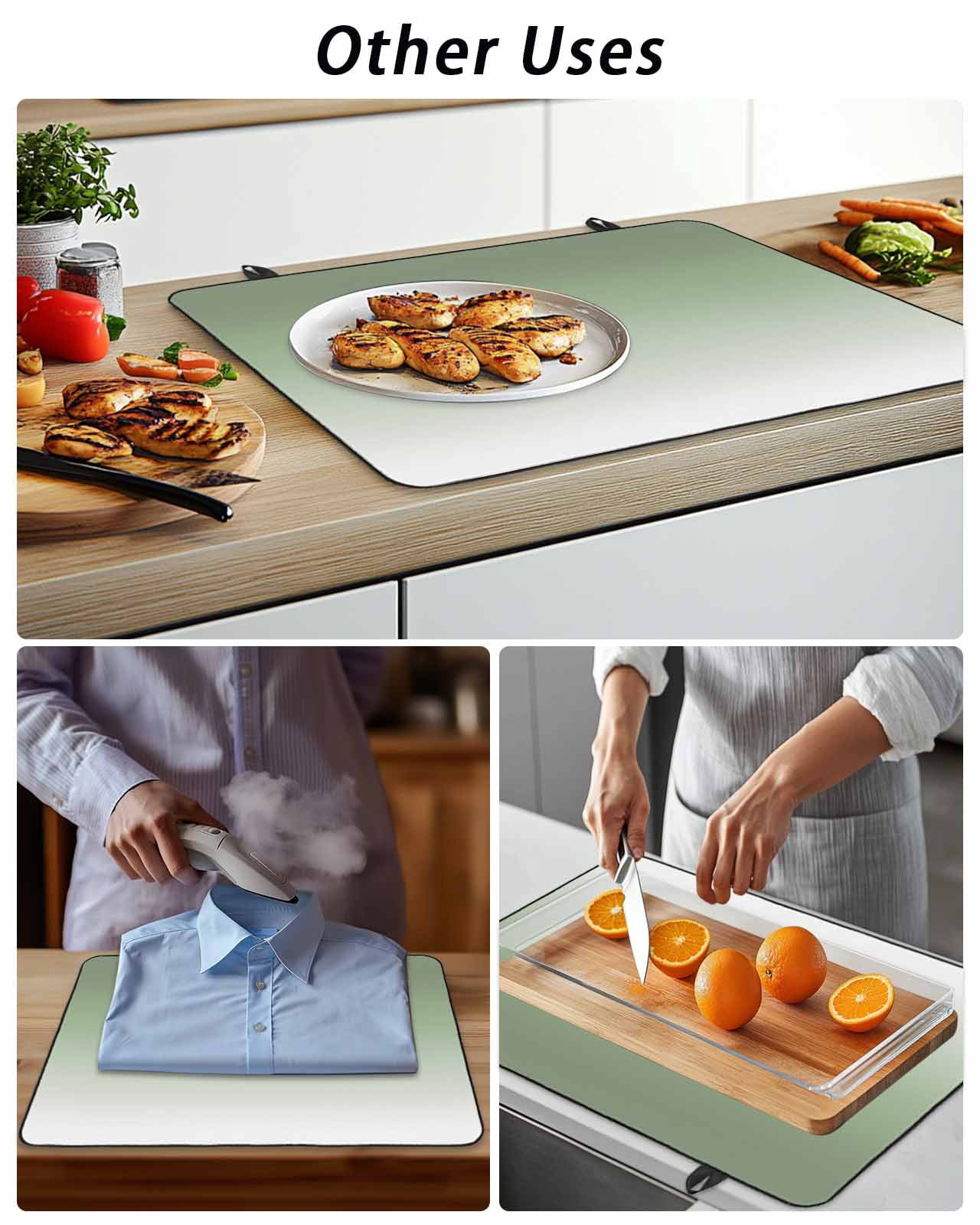 Stove Top Covers for Electric Stove, Sage Green Glass Stovetop Cover Protector, Farmhouse Sage Green Ombre Induction Cooktop Protector Oven Mat for Kitchen Countertop 24"x21"