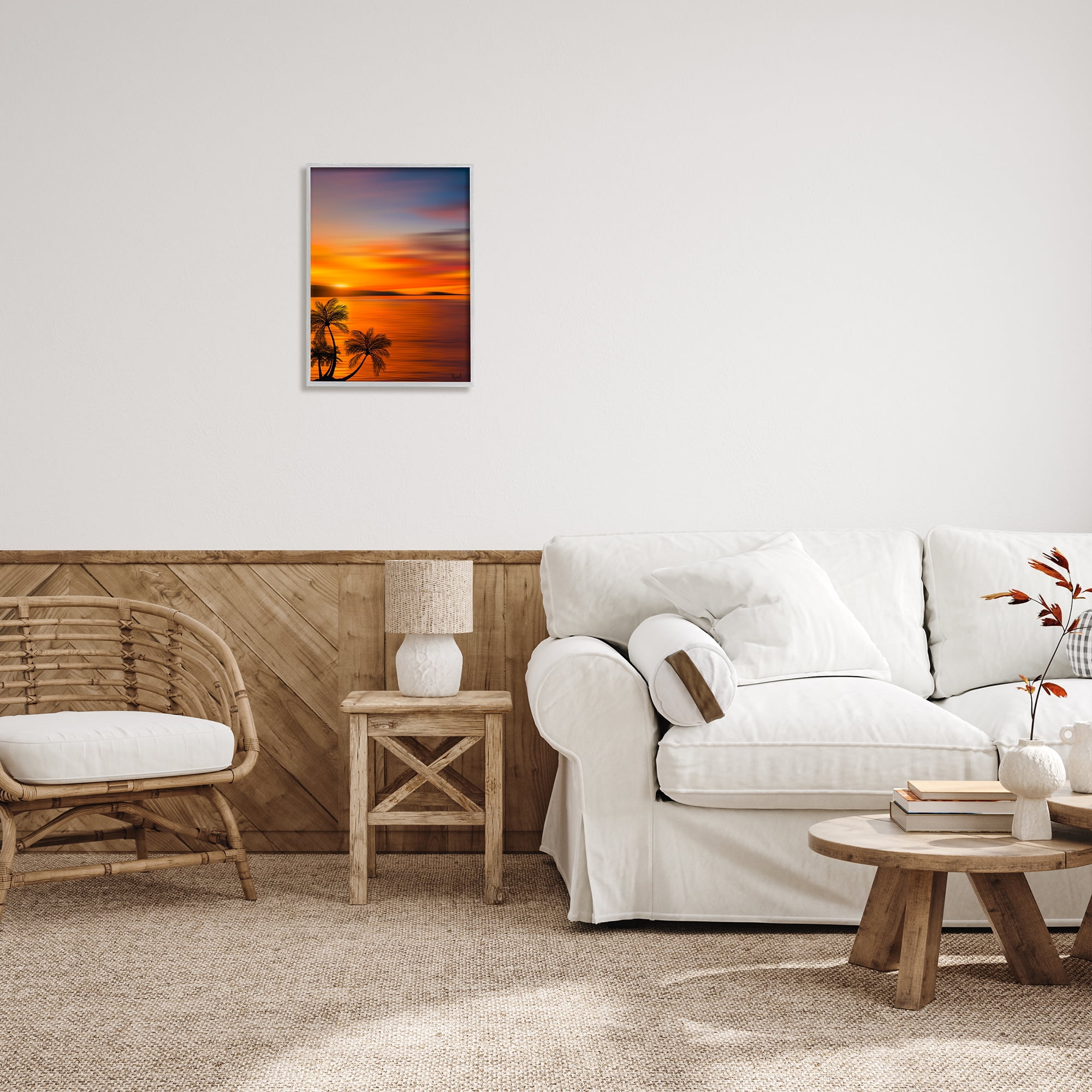 Stupell Industries Pleasant View Sunset Landscape Painting Gray Framed Art Print Wall Art, 16 x 20