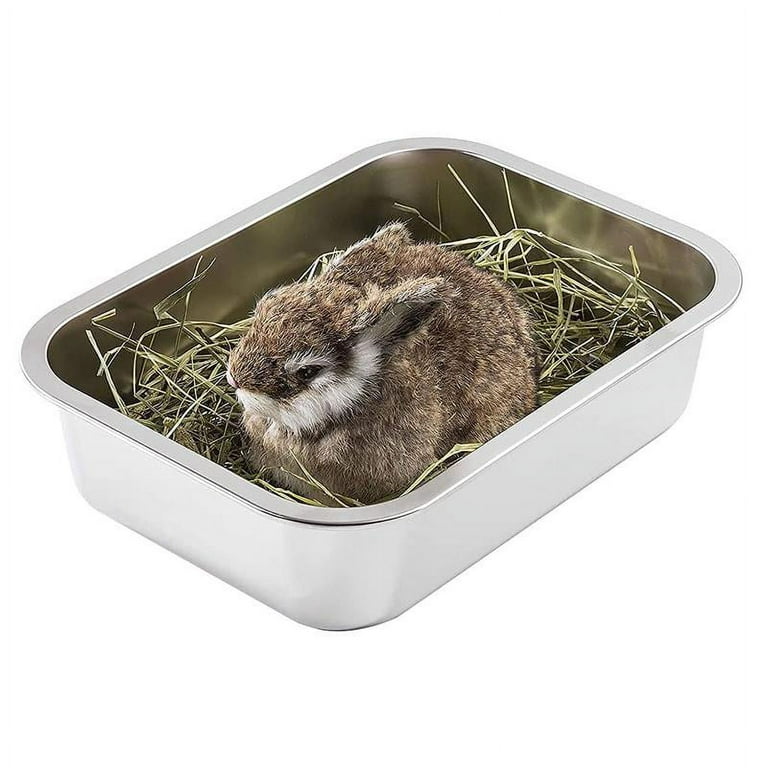 QUSENLON Stainless Steel Litter Box for Cat Rabbit Odor Control Non Stick Smooth Surface