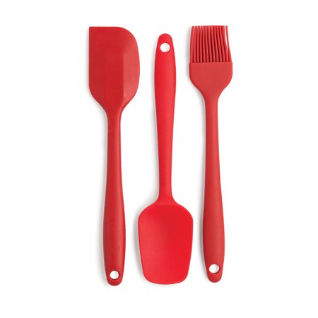 Cooking Light 3 Piece Silicone Kitchen Tool Set, Silicone Spoonula, Spatula and Basting