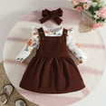 thumbnail image 6 of CAICJ98 Baby Girl Clothes Suspender Skirt Long Sleeve Newborn Ruffled Romper Baby Girl Dress Fall Outfits Infant Girls Gifts Brown,Size 12-18 Months, 6 of 7