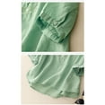 thumbnail image 6 of Green Women's Short Sleeve T-shirt, Women'S Vintage Cotton Linen Round Neck Embroidery Loose Mid Sleeve T Shirt Top,Women's Short sleeve T-shirt L, 6 of 6