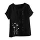 thumbnail image 4 of Vestidos Casuales Para Mujer, Blusas De Mujer De Moda Blusa informal de lino con cuello redondo, manga corta y botones para mujer, 4 of 4