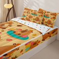 thumbnail image 3 of Homewish Kawaii Animal Capybara Zipper Full Size Comforter Sets with Fitted Sheet and 2 Pillowcases,Cute Flowers Sweet Doughnut Zipper Bedding Set For Kids,Reversible,4 Pieces, 3 of 7