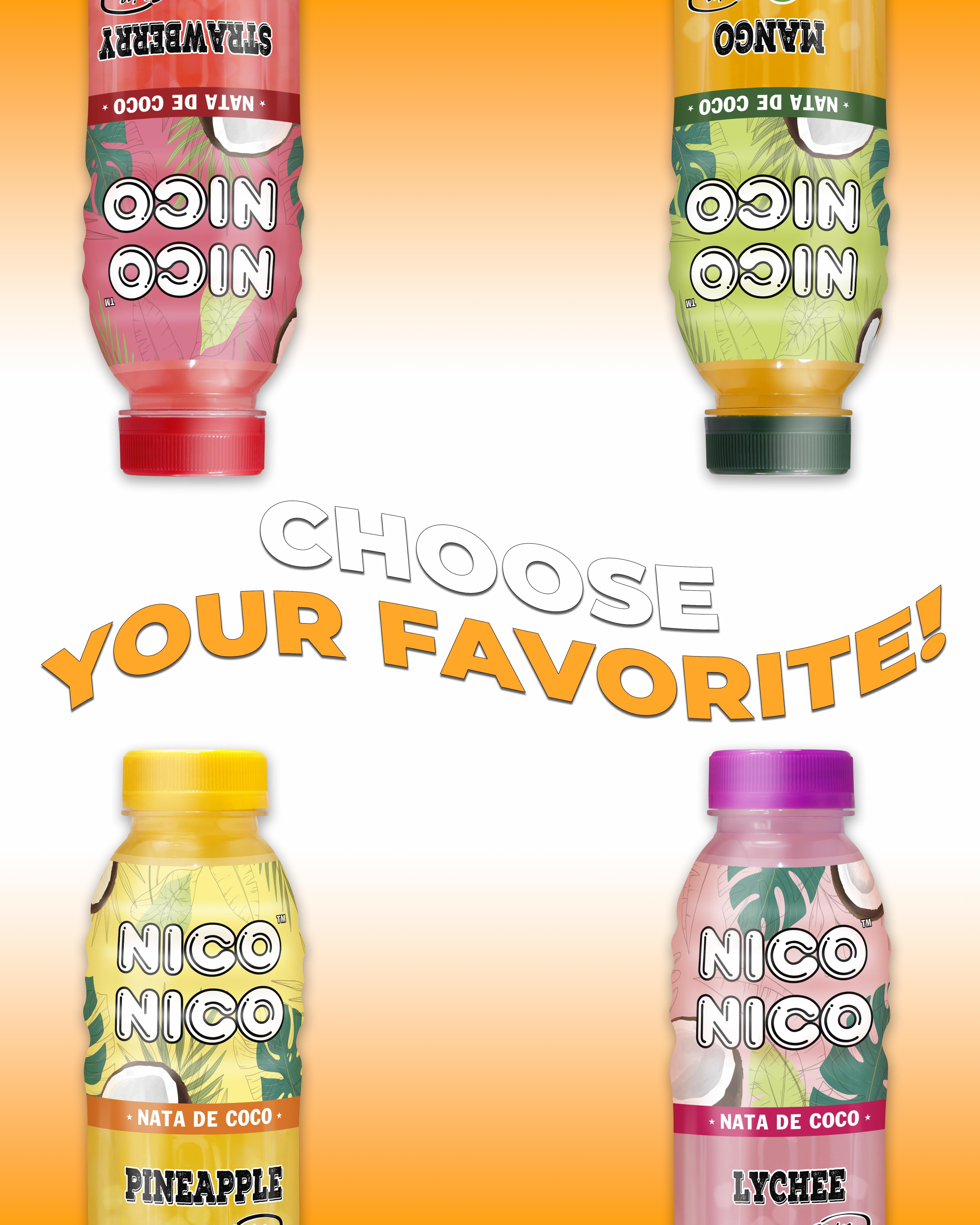 Niconico juice drink with nata de coco 30% Lychee fruit juice 16.9