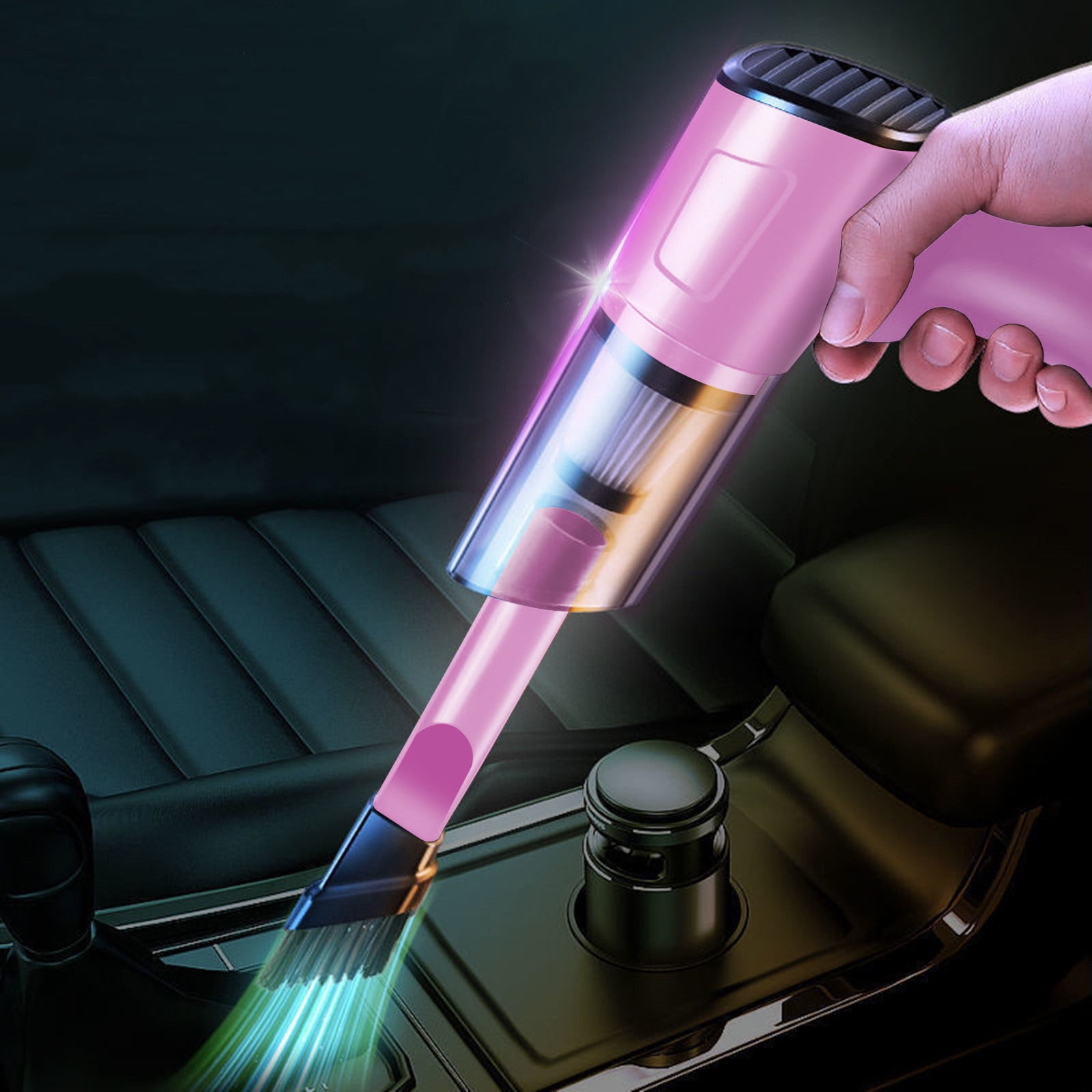 Car Accessories for Women,Wireless Pink Vacuum Cleaner Handheld Car Vacuum Cleaner 120W,Mini Blower Pink Car Vacuum Cleaner Car Detailing Kit,Couch Carpet Pet Dog Hair Vacuum,Gifts (PK-1.2Ah-Wired)