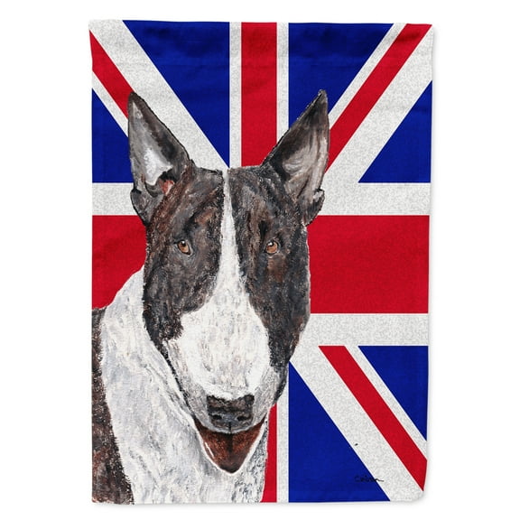 Carolines Treasures SC9861CHF Bull Terrier with English Union Jack British Flag House Flag House Size multicolor