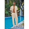 thumbnail image 2 of Coshow Men's 2 Piece Outfit Casual Short Sleeve Button Down Shirt Beach Summer Loose Pant Sets, 2 of 7