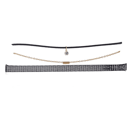 Tone Mesh Chain - Lux Accessories Gold Tone Chain Black Cord Mesh Rhinestone Choker Set 3PCS