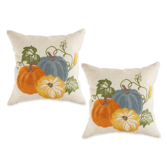 DII 18" x 18" Beige, Gray, Orange, Multi-color Pumpkin Polyester , Linen Decorative Pillow Cover , ( 2 Count)