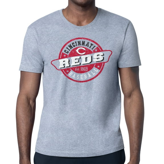 Men's Starter Heather Gray Cincinnati Reds Route 66 Team Logo T-Shirt
