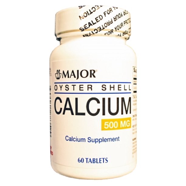 Major Oyster Shell Calcium Oyster Shell Tablets, White, 500 mg, 60