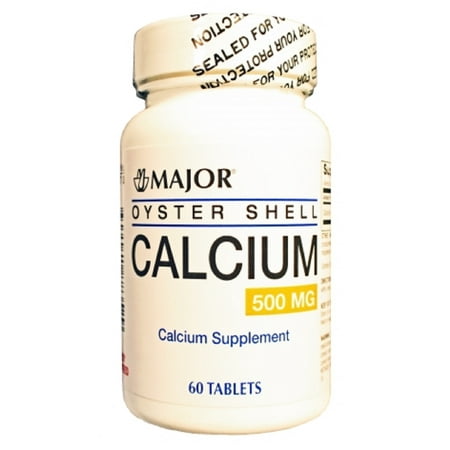 Major Oyster Shell Calcium Oyster Shell Tablets, White, 500 mg, 60 Count