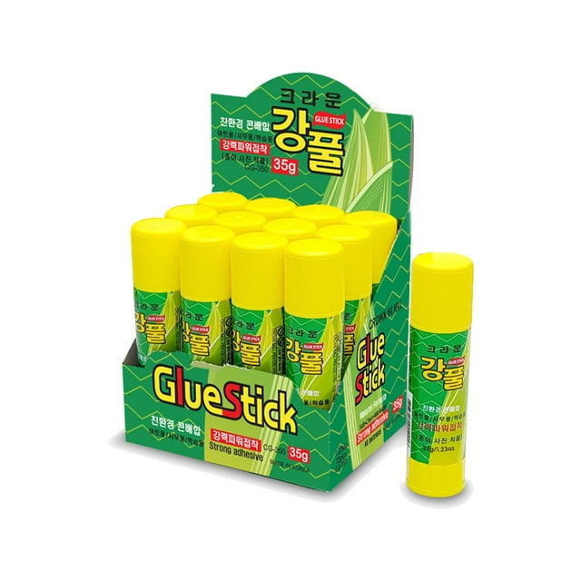 Crown School & Office Glue Sticks – 12 Pack | Mess-Free, Washable, Non-Toxic | 35g(1.23oz) Each | Made in Korea