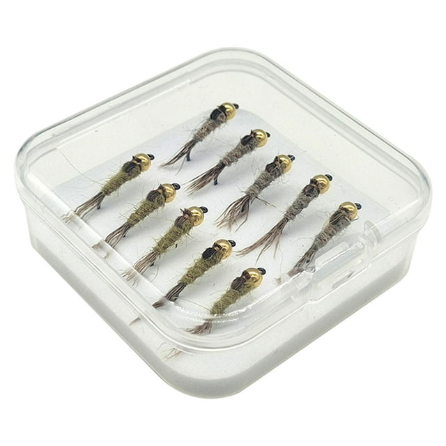10 piezas de anzuelos de pesca, señuelos de pesca de imitación, cebos de pesca con mosca vivos para 14mm x 5mm