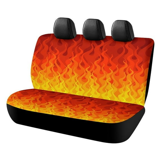 Red Orange Yellow Burning Flames And Fire Car Rear Seat Covers,Bench Back Seat Cover , Easy to Install Universal Fit for Cars Trucks Vans And SUVs
