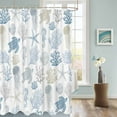 thumbnail image 3 of Fabric Shower Curtain, Summer Ocean Creature Sea Turtle Coral and Shell Light Blue Shower Curtains with 12 Hooks Waterproof Machine Washable Bath Curtains for Bathroom,48x 72in, 3 of 6