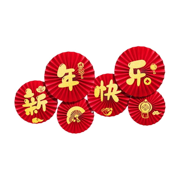 Abanicos de papel de año Nuevo Chino, decoración de Feliz año Nuevo, Festival de Primavera, decoraciones decorativas de año Nuevo Chino para recuerdo Estilo B mayimx Abanicos de papel de año nuevo
