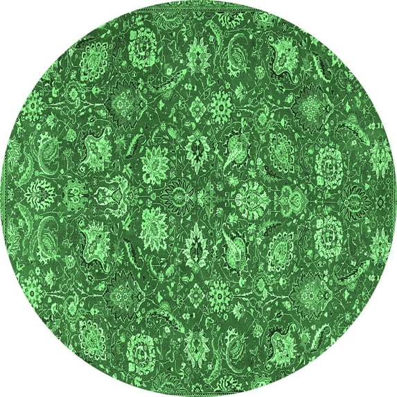 Ahgly Company Indoor Round Persian Emerald Green Traditional Area Rugs, 5' Round