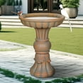 Willwolfer 23.8'in Gray Bird Bath Outdoor Concrete Stand&bowls for