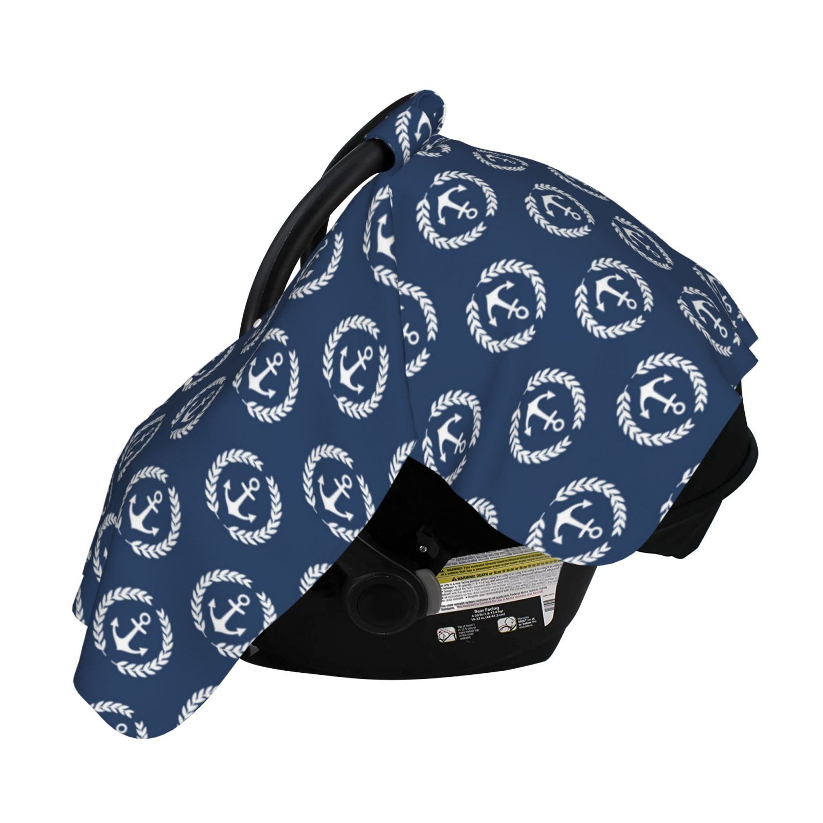 Naloa Navy Nautical Baby Car Seat Cover, Breathable Baby Carrier Cover, Multiuse Baby Carrier Cover & Nursing Breastfeeding Cover