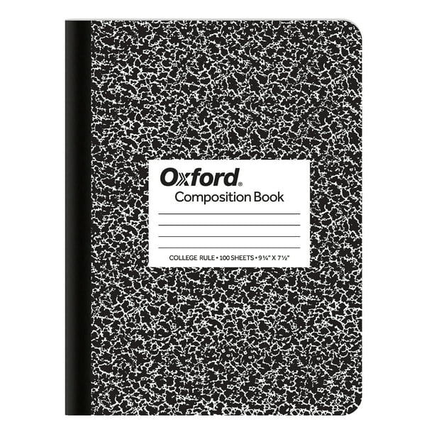 Oxford Composition Book, 93/4 x 71/2, College Rule, Black Marble, 100