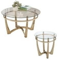thumbnail image 1 of Orlando II 2 Pièces Table Basse Ronde en Verre et Table d'Appoint Sertie de Champagne, 1 of 4
