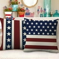 thumbnail image 4 of 4th of July Patriotic Decorative Throw Pillow Covers 16x16 Set of 4, America USA Rustic Red White Blue Stripes Stars Outdoor Pillowcase, American Independence Day Cushion Case Home Decor, 4 of 6
