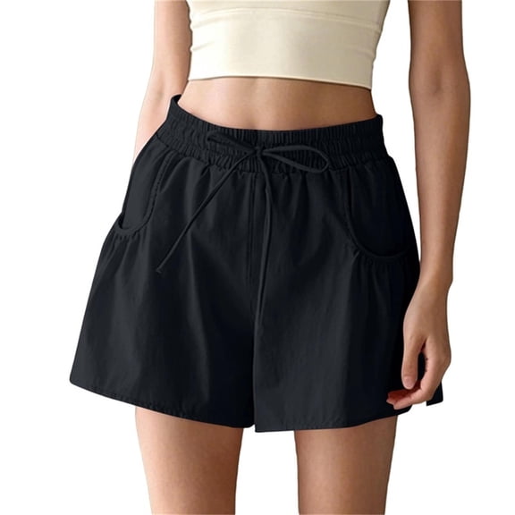 Shorts for Women 2 in 1 Athletic Shorts Elastic Drawstring Loose Quick Dry Running Workout Skort Pants with Pockets