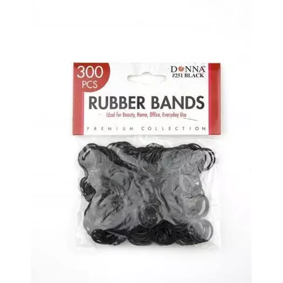 Donna Hair Rubber Bands, Black, 300 Count