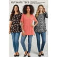 thumbnail image 5 of Roaman's Women's Plus Size Three-Quarter Sleeve Notch Neck Soft Knit Tunic, 5 of 6
