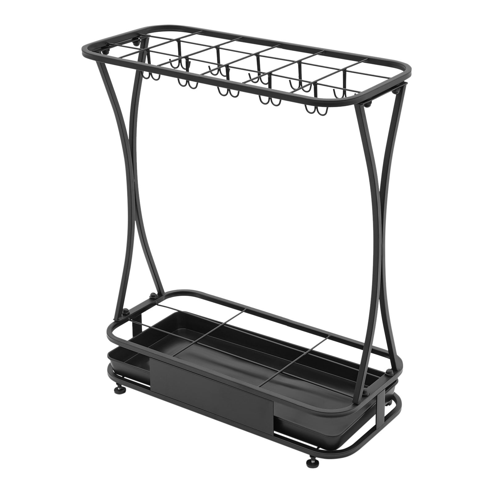 ToppiJoy Freestanding Umbrella Holder with Removable Drip Tray, Umbrella Stand Indoor, Umbrella Holder for Entryway Home Office, 18 Slots 20 Hooks Black