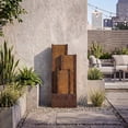 thumbnail image 2 of VBAL 40"H Outdoor Modern Curved Faux Slate Resin Waterfall Fountain with Warm LED Lights and Soothing Water Sound, Home Art Decor for Garden, Patio, Yard, Deck, Porch, Balcony in Brown, 2 of 8