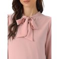 thumbnail image 5 of INSPIRE CHIC Women's Bow Tie Neck Tops Elegant Long Sleeve Business Work Office Blouse XS Orange Pink, 5 of 5