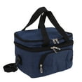 thumbnail image 4 of Bolsa térmica plegable de tela Oxford PEVA, a prueba de fugas, con doble aislamiento, para almuerzo, con correa ajustable para el hombro, para viajes, playa, picnic, camping, color negro oscuro, 4 of 14