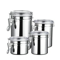 Stainless Steel Food Storage Container Set | 4-Piece Airtight Canisters with Locking Lids for Coffee, Tea, Flour & Dry Goods | Kitchen Pantry Organization Jars
