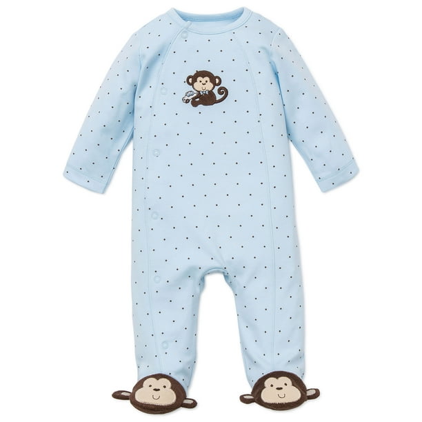 LTM Baby Monkey Star Snap Front Footie Pajamas For Baby with Cute
