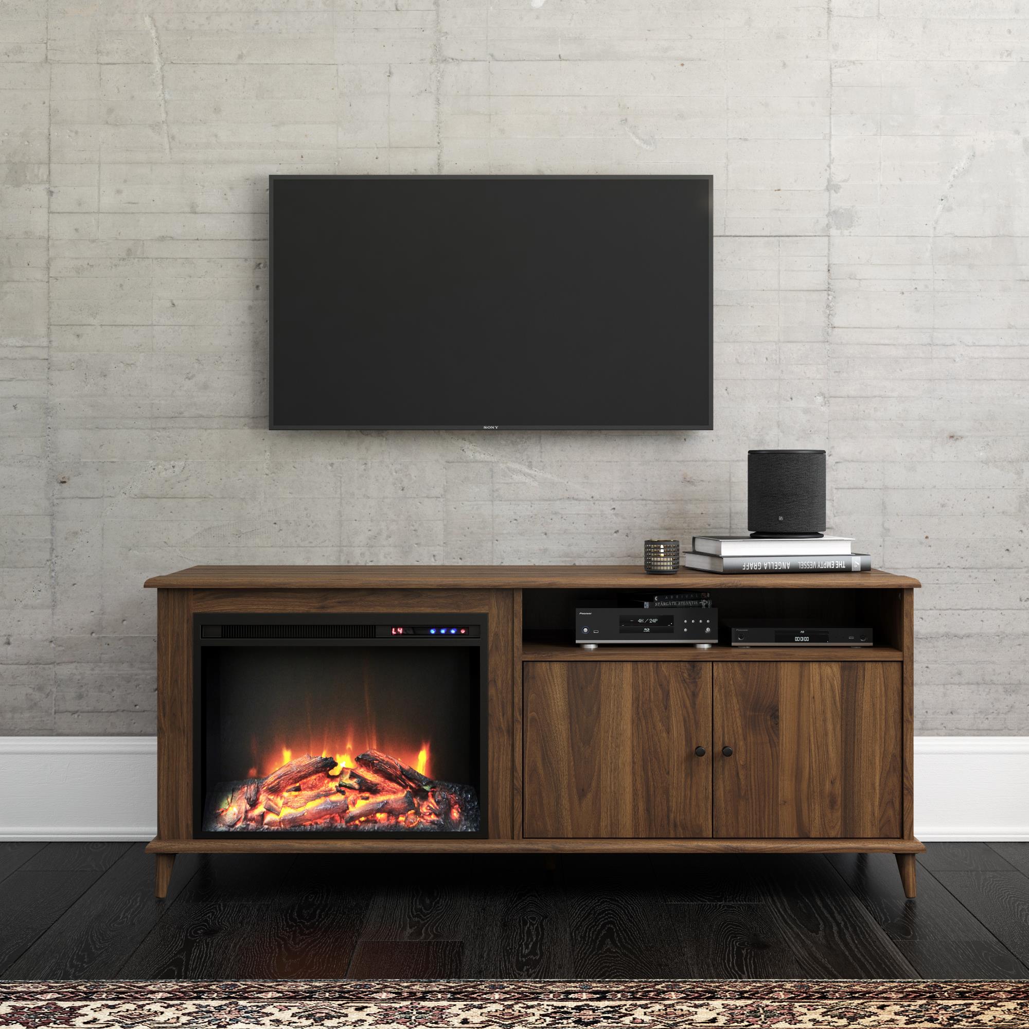 Ameriwood Home Farnsworth Fireplace TV Stand for TVs up to 65″, Walnut Sansujyuku sansujyuku.com