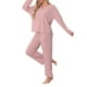 thumbnail image 4 of Conjunto de pijama para mujer INSPIRE CHIC de dos piezas, de punto waffle, con manga larga, sudadera y pantalones, talla 2XL, color rosa, 4 of 6