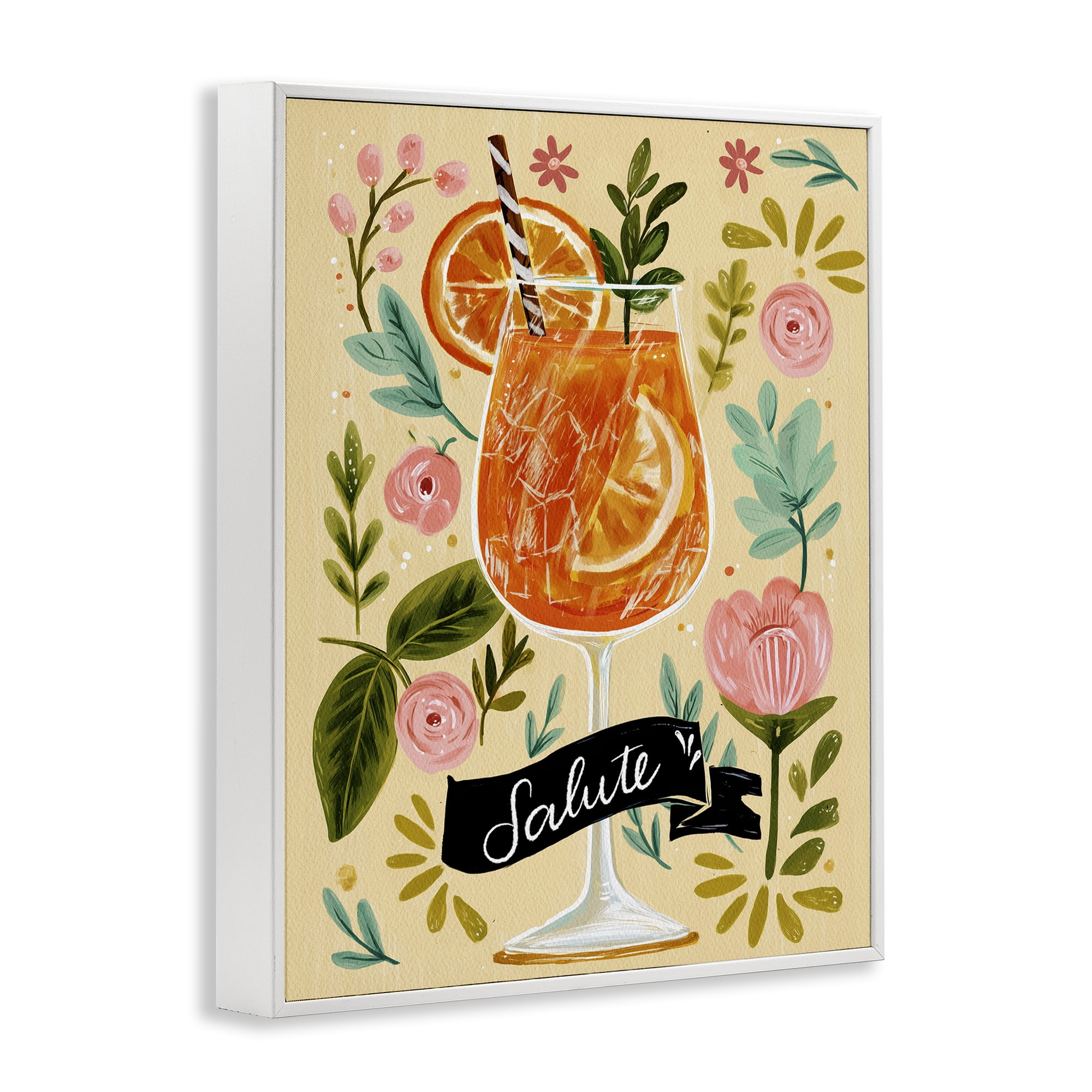 Stupell Industries Salute Citrus Cocktail White Framed Giclee Art, design by Yen