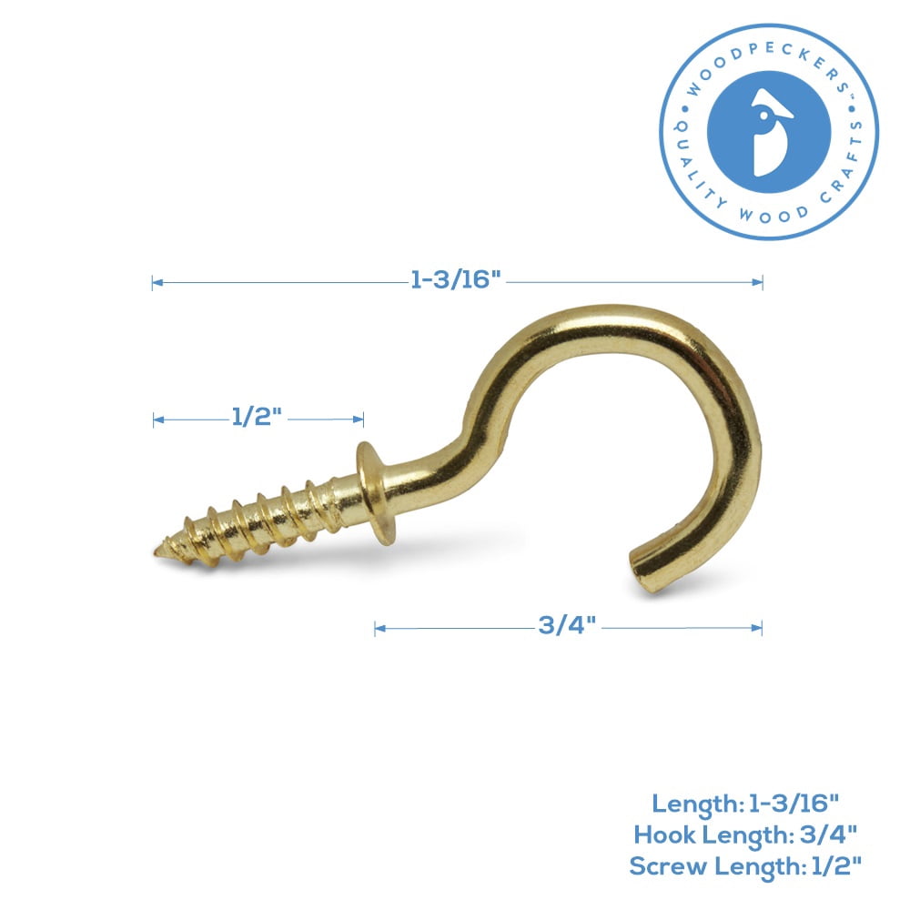 Cup Hooks Screw in 3/4 inch, Pack of 250 Mini Screw in Hooks for Hanging, by Woodpeckers