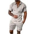 thumbnail image 1 of Conjuntos de Tops Para Hombre Conjuntos de Camisas Casuales Conjunto de Manga Corta Deportiva Con Cremallera de Cobertura Sólida Informal Odeerbi ODB152043, 1 of 5
