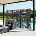 thumbnail image 4 of MAYEERTY 2-Piece 72×47" Outdoor Black Metal Privacy Panel Screen for Backyard & Garden, Geometric Maze Pattern, 4 of 9