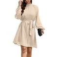 thumbnail image 2 of Oucaili Women Short Dress Party Mini Tie Waist Shirt Casual Apricot 2XL, 2 of 5