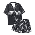 thumbnail image 3 of Womens Pajama Sets Halloween Abstract Print Silk Satshort Sleeve Button Sleepwear Loungewear Nightwear Nightclothes Homewear, 3 of 3