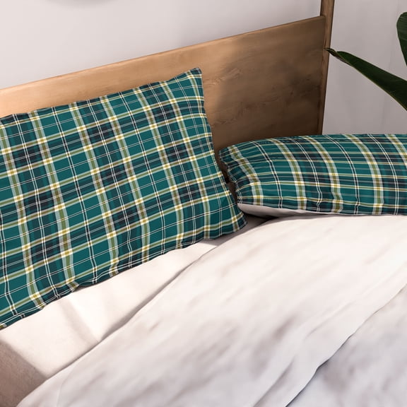 Society6 Headmaster Plaid Teal by Heather Dutton Pillow Sham Set of 2